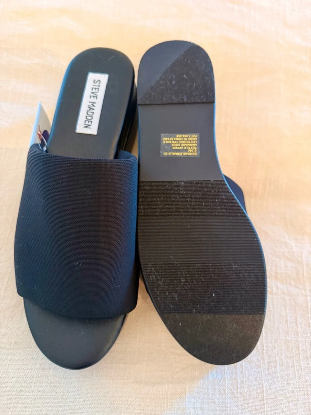Steve Madden Black Wide-Band Slide Mules - Picture 3 of 4